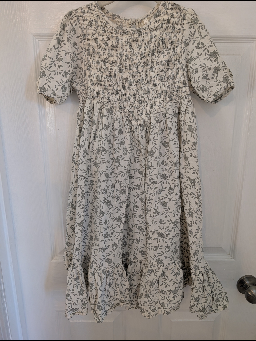 Rylee + Cru Cream Dress with Sage Green Floral Print